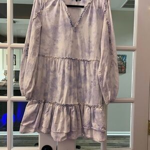 Generation Love lilac tie dye mini dress with ruffle details and tiers sz M EUC